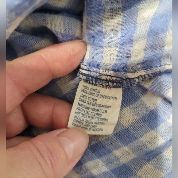 2 FOR💲1️⃣ American Eagle Blue/White Plaid 100% Cotton Snap Button-Down Sz 0 - Picture 12 of 12